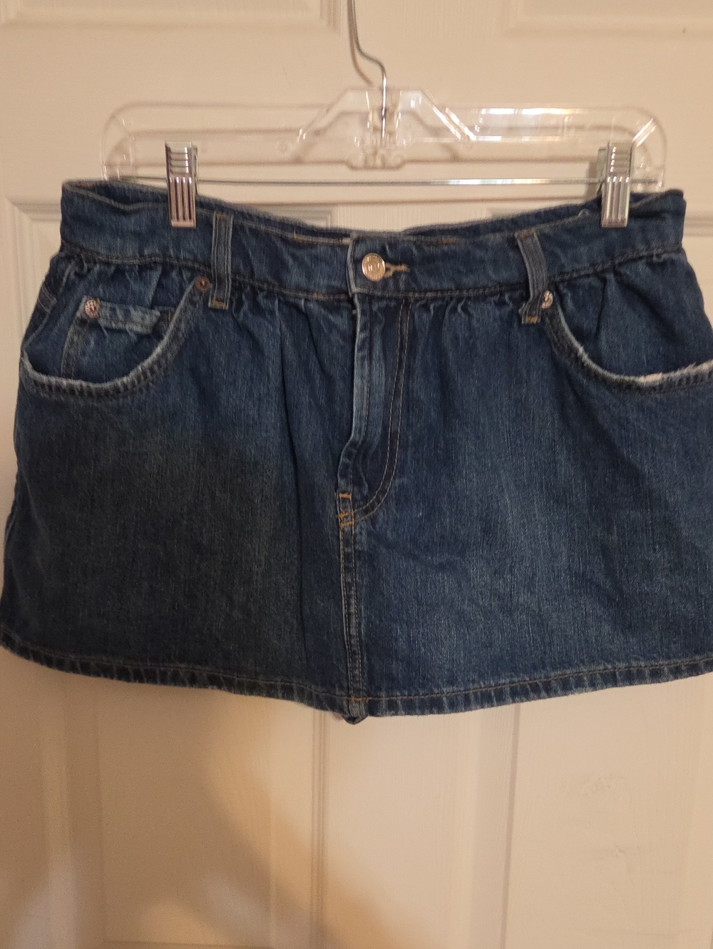 We The Free Dark Blue Denim Mini Skirt With Built In Shorts